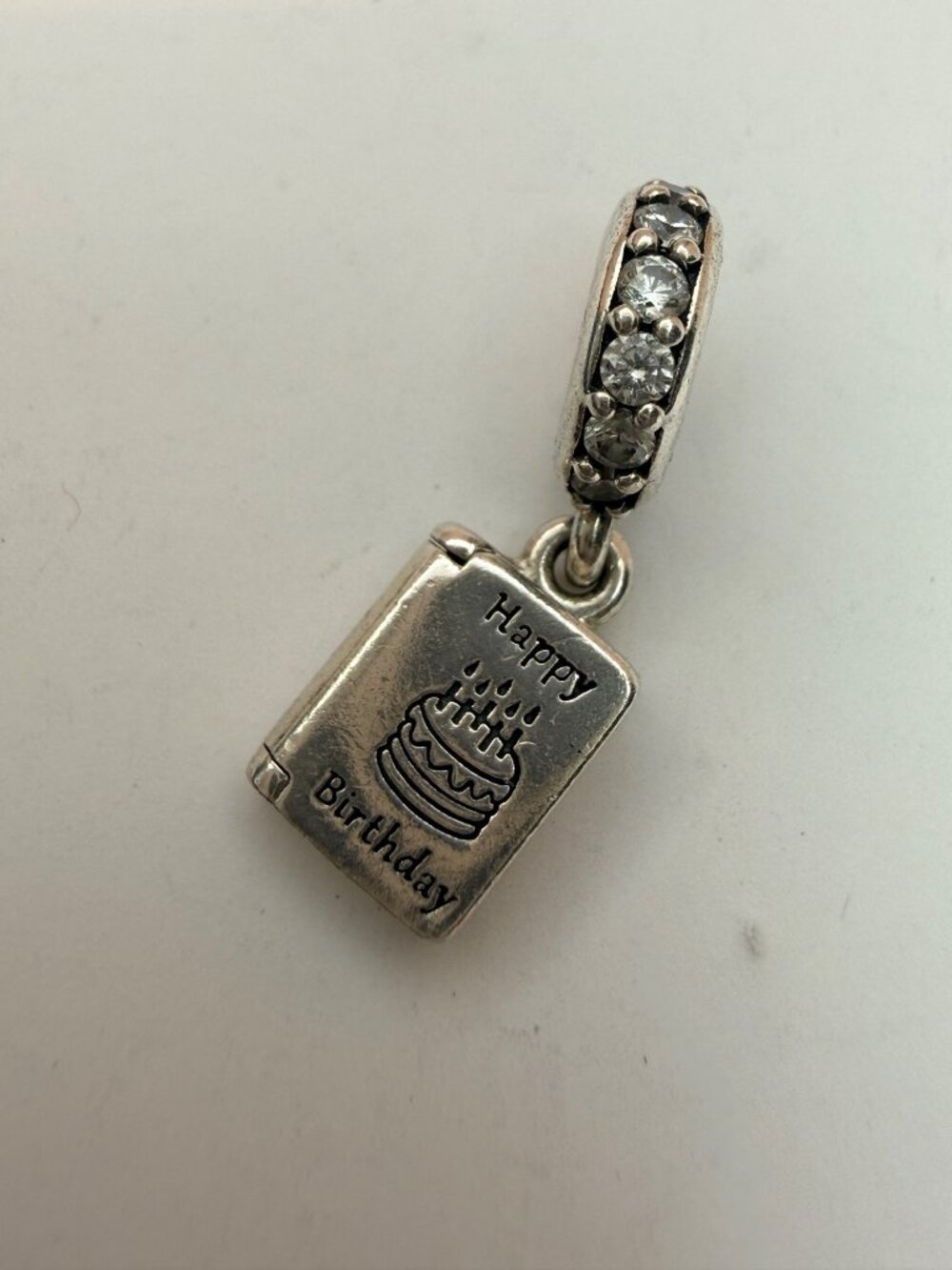 Pandora 791723CZ Retired Happy Birthday Card Dangle Charm S925 ALE
